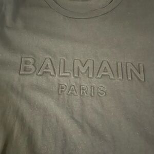 Balmain Black Short Sleeve Tee with Embossed Logo